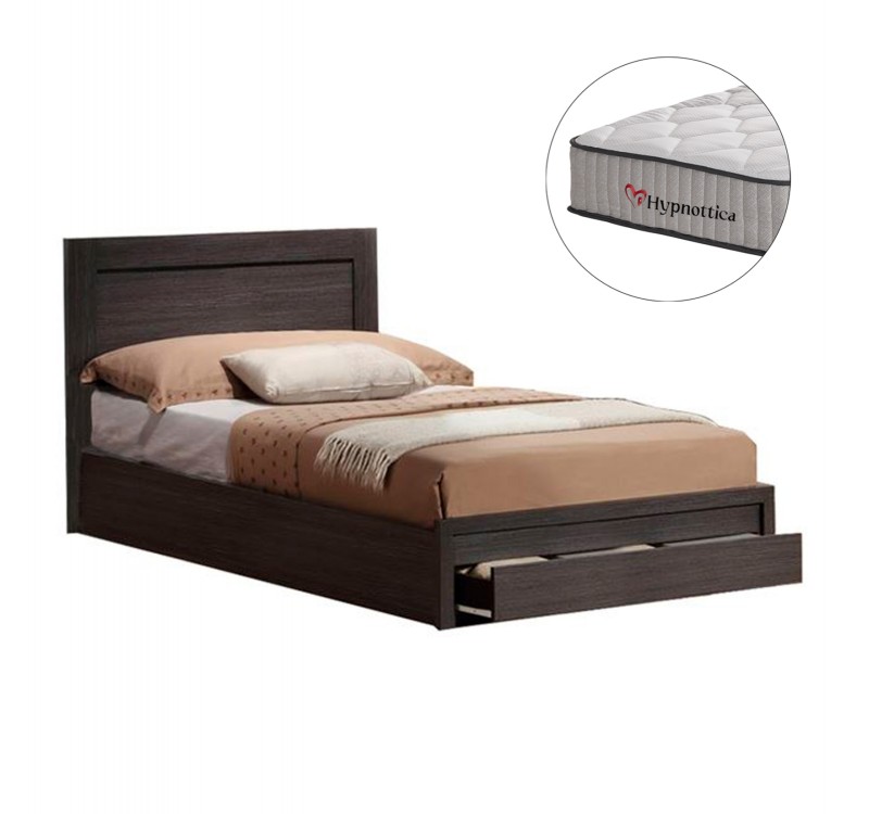 ΚΡΕΒΑΤΙ ΜΟΝΟ ΜΕ ΣΥΡΤΑΡΙ & ΣΤΡΩΜΑ MELANY HM10756.02 ΜΕΛΑΜΙΝΗ ZEBRANO--ΓΙΑ 90x190εκ