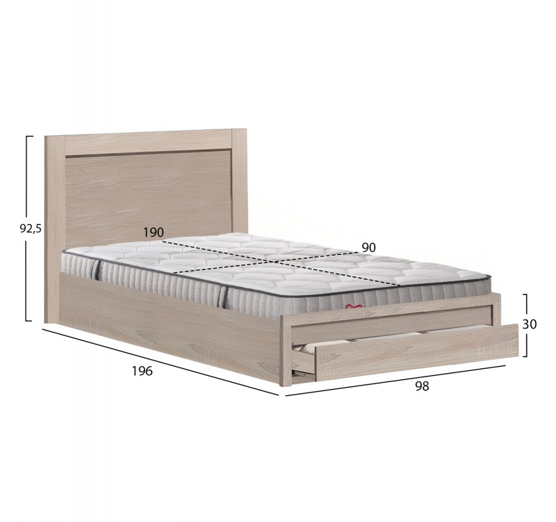 ΚΡΕΒΑΤΙ ΜΟΝΟ ΜΕ ΣΥΡΤΑΡΙ & ΣΤΡΩΜΑ MELANY HM10756.03 ΜΕΛΑΜΙΝΗ SONAMA--ΓΙΑ 90x190εκ