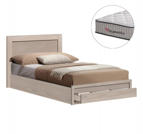 ΚΡΕΒΑΤΙ ΜΟΝΟ ΜΕ ΣΥΡΤΑΡΙ & ΣΤΡΩΜΑ MELANY HM10756.03 ΜΕΛΑΜΙΝΗ SONAMA--ΓΙΑ 90x190εκ