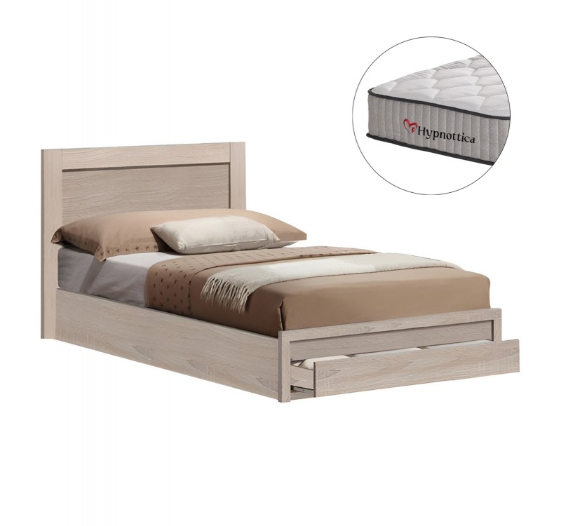 ΚΡΕΒΑΤΙ ΜΟΝΟ ΜΕ ΣΥΡΤΑΡΙ & ΣΤΡΩΜΑ MELANY HM10756.03 ΜΕΛΑΜΙΝΗ SONAMA--ΓΙΑ 90x190εκ