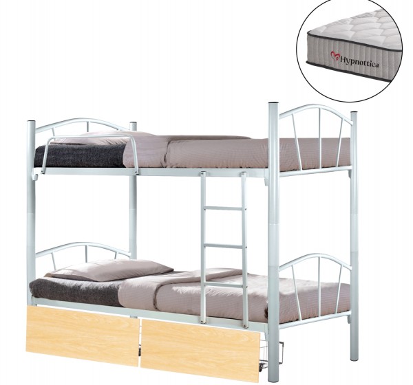 ΚΟΥΚΕΤΑ ΜΕ 2 ΣΥΡΤΑΡΙΑ SONAMA & ΣΤΡΩΜΑΤΑ 90X190εκ FLOOR HM10749.02 ΜΕΤΑΛΛΟ ΛΕΥΚΟ