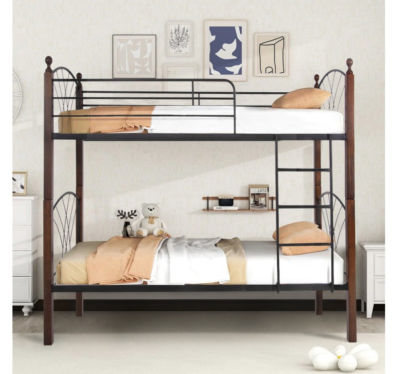 ΚΟΥΚΕΤΑ ΜΕ ΣΤΡΩΜΑΤΑ STOREY HM10749.10 ΜΕΤΑΛΛΟ & ΞΥΛΟ RUBBERWOOD--ΣΤΡΩΜΑΤΑ 90x190εκ.