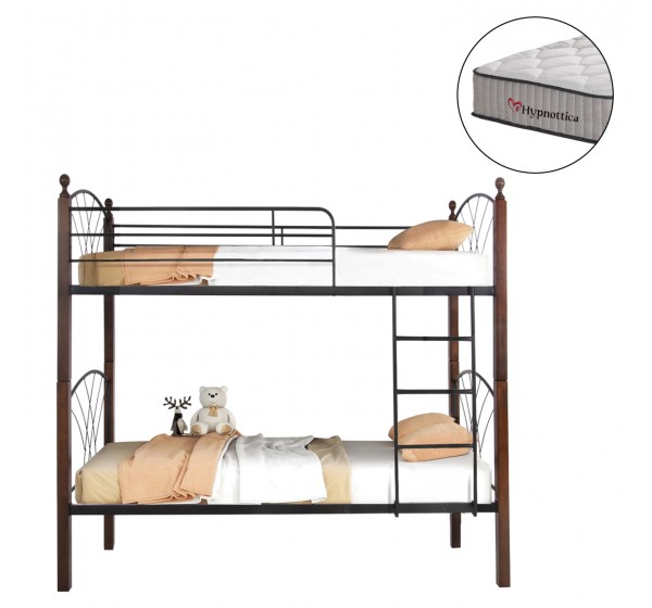 ΚΟΥΚΕΤΑ ΜΕ ΣΤΡΩΜΑΤΑ STOREY HM10749.10 ΜΕΤΑΛΛΟ & ΞΥΛΟ RUBBERWOOD--ΣΤΡΩΜΑΤΑ 90x190εκ.