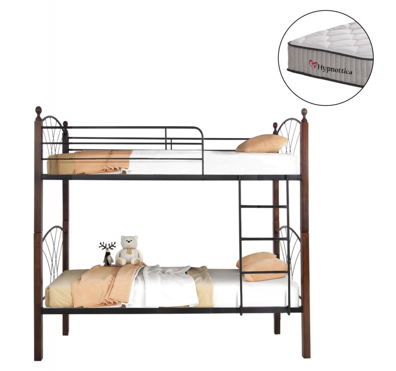 ΚΟΥΚΕΤΑ ΜΕ ΣΤΡΩΜΑΤΑ STOREY HM10749.10 ΜΕΤΑΛΛΟ & ΞΥΛΟ RUBBERWOOD--ΣΤΡΩΜΑΤΑ 90x190εκ.