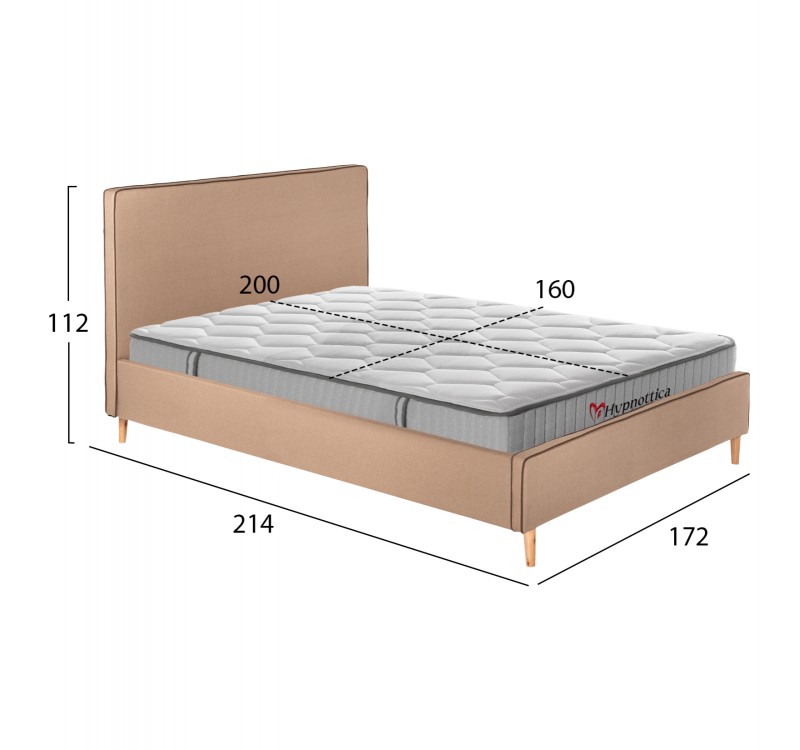 ΚΡΕΒΑΤΙ ΔΙΠΛΟ ΜΕ ΣΤΡΩΜΑ INDRA HM10769.02 ΜΠΕΖ ΥΦΑΣΜΑ--ΓΙΑ ΣΤΡΩΜΑ 160x200εκ