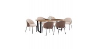 ΣΕΤ ΤΡΑΠΕΖΑΡΙΑΣ 7ΤΜΧ ASTORIA HM10933.02 MDF TOP--ΥΦΑΣΜΑ ΜΠΕΖ/ΚΑΦΕ & ΜΕΤΑΛΛΟ ΜΑΥΡΟ