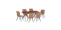 ΣΕΤ ΤΡΑΠΕΖΑΡΙΑΣ 7ΤΜΧ GAFF HM10935.03 MDF TOP ΚΑΡΥΔΙ--ΥΦΑΣΜΑ TAUPE & ΜΕΤΑΛΛΟ ΜΑΥΡΟ