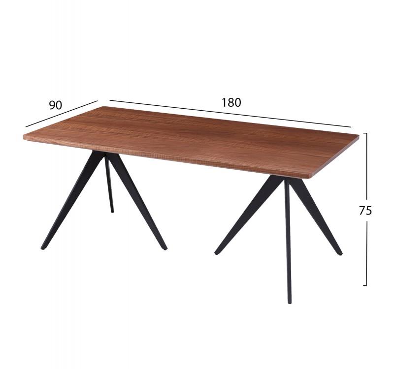 ΣΕΤ ΤΡΑΠΕΖΑΡΙΑΣ 7ΤΜΧ DRENNY HM10936.03 MDF TOP ΚΑΡΥΔΙ--ΥΦΑΣΜΑ TAUPE & ΜΕΤΑΛΛΟ ΜΑΥΡΟ