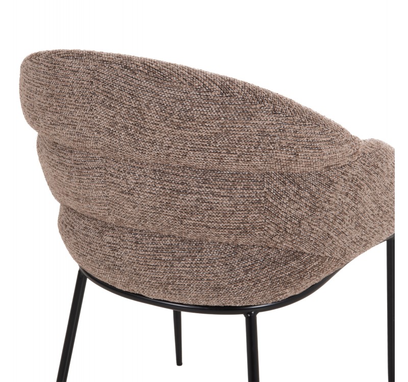 ΣΕΤ ΤΡΑΠΕΖΑΡΙΑΣ 7ΤΜΧ DRENNY HM10936.03 MDF TOP ΚΑΡΥΔΙ--ΥΦΑΣΜΑ TAUPE & ΜΕΤΑΛΛΟ ΜΑΥΡΟ