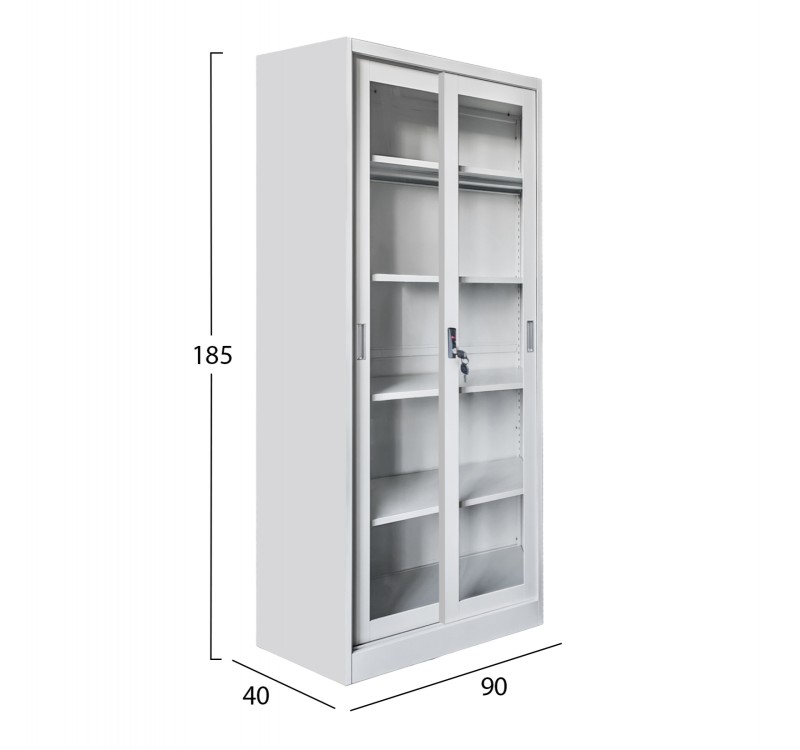 ΒΙΒΛΙΟΘΗΚΗ ΜΕ ΣΥΡΟΜΕΝΕΣ ΠΟΡΤΕΣ SIDER HM6632.02 ΜΕΤΑΛΛΙΚΗ ΛΕΥΚΗ 90x40x185Υεκ