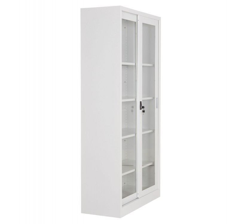ΒΙΒΛΙΟΘΗΚΗ ΜΕ ΣΥΡΟΜΕΝΕΣ ΠΟΡΤΕΣ SIDER HM6632.02 ΜΕΤΑΛΛΙΚΗ ΛΕΥΚΗ 90x40x185Υεκ