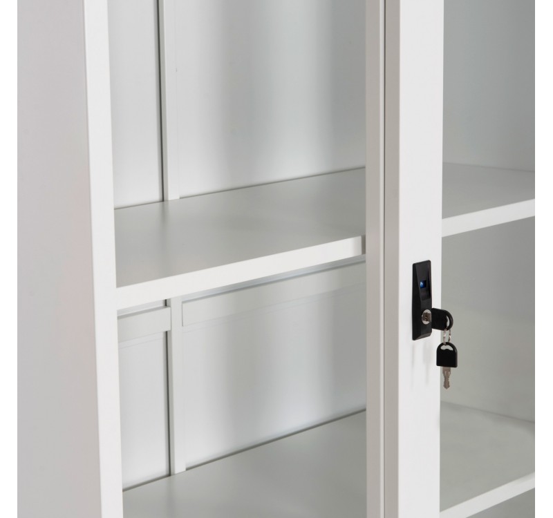 ΒΙΒΛΙΟΘΗΚΗ ΜΕ ΣΥΡΟΜΕΝΕΣ ΠΟΡΤΕΣ SIDER HM6632.02 ΜΕΤΑΛΛΙΚΗ ΛΕΥΚΗ 90x40x185Υεκ
