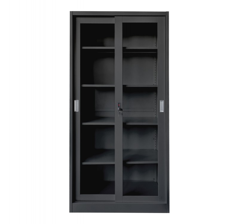 ΒΙΒΛΙΟΘΗΚΗ ΜΕ ΣΥΡΟΜΕΝΕΣ ΠΟΡΤΕΣ SIDER HM6632.01 ΜΕΤΑΛΛΙΚΗ ΜΑΥΡΗ 90x40x185Υεκ