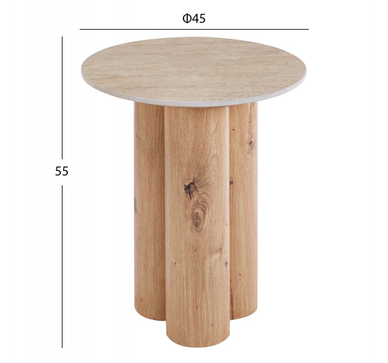 ΤΡΑΠΕΖΙ ΒΟΗΘΗΤΙΚΟ SILVA HM18444 ΚΕΡΑΜΙΚΟ TOP ΟΨΗ ΤΡΑΒΕΡΤΙΝΑΣ-MDF ΦΥΣΙΚΟ Φ45x55Υεκ.
