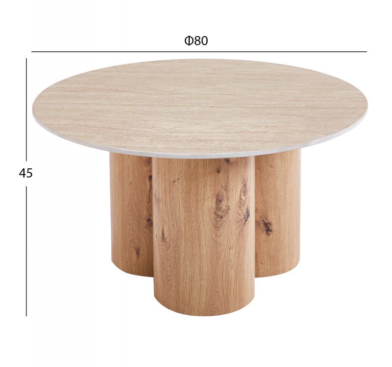 ΤΡΑΠΕΖΙ ΣΑΛΟΝΙΟΥ SILVA HM18443 ΚΕΡΑΜΙΚΟ TOP ΟΨΗ ΤΡΑΒΕΡΤΙΝΑΣ-MDF ΦΥΣΙΚΟ Φ80x45Υεκ.