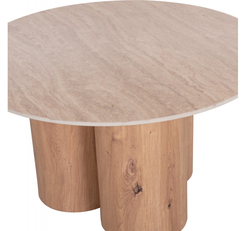 ΤΡΑΠΕΖΙ ΣΑΛΟΝΙΟΥ SILVA HM18443 ΚΕΡΑΜΙΚΟ TOP ΟΨΗ ΤΡΑΒΕΡΤΙΝΑΣ-MDF ΦΥΣΙΚΟ Φ80x45Υεκ.