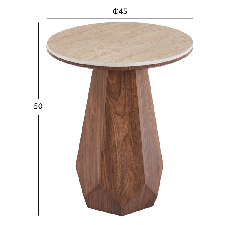 ΤΡΑΠΕΖΙ ΒΟΗΘΗΤΙΚΟ VENERA HM18442 ΚΕΡΑΜΙΚΟ TOP ΟΨΗ ΤΡΑΒΕΡΤΙΝΑΣ-MDF ΚΑΡΥΔΙ Φ45x50Υεκ.