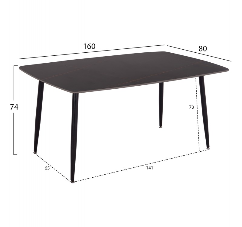 ΣΕΤ ΤΡΑΠΕΖΑΡΙΑΣ 5ΤΜΧ DETTON HM10940.01 ΚΕΡΑΜΙΚΟ TOP--ΥΦΑΣΜΑ ΓΚΡΙ & ΜΕΤΑΛ.ΠΟΔΙΑ ΜΑΥΡΑ