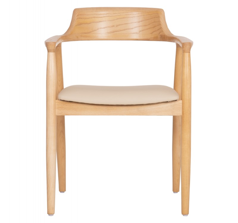 ΠΟΛΥΘΡΟΝΑ ΤΡΑΠΕΖΑΡΙΑΣ TARGA HM18336.11 RUBBERWOOD ΦΥΣΙΚΟ & PU ΕΚΡΟΥ 58x54x78Yεκ