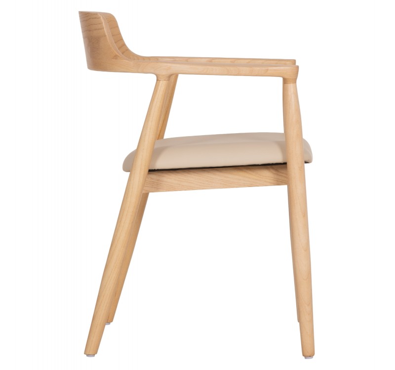ΠΟΛΥΘΡΟΝΑ ΤΡΑΠΕΖΑΡΙΑΣ TARGA HM18336.11 RUBBERWOOD ΦΥΣΙΚΟ & PU ΕΚΡΟΥ 58x54x78Yεκ