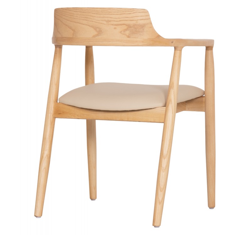 ΠΟΛΥΘΡΟΝΑ ΤΡΑΠΕΖΑΡΙΑΣ TARGA HM18336.11 RUBBERWOOD ΦΥΣΙΚΟ & PU ΕΚΡΟΥ 58x54x78Yεκ