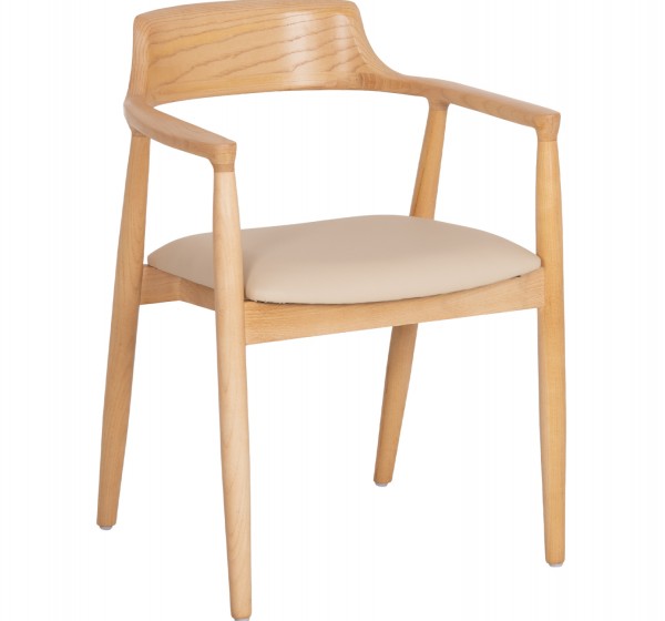 ΠΟΛΥΘΡΟΝΑ ΤΡΑΠΕΖΑΡΙΑΣ TARGA HM18336.11 RUBBERWOOD ΦΥΣΙΚΟ & PU ΕΚΡΟΥ 58x54x78Yεκ