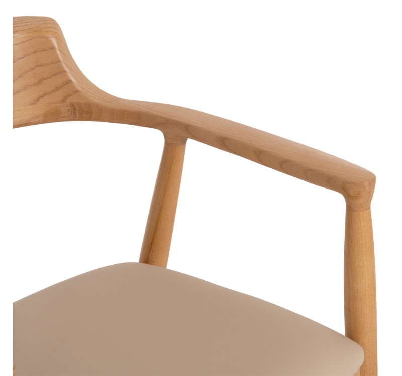 ΠΟΛΥΘΡΟΝΑ ΤΡΑΠΕΖΑΡΙΑΣ TARGA HM18336.11 RUBBERWOOD ΦΥΣΙΚΟ & PU ΕΚΡΟΥ 58x54x78Yεκ