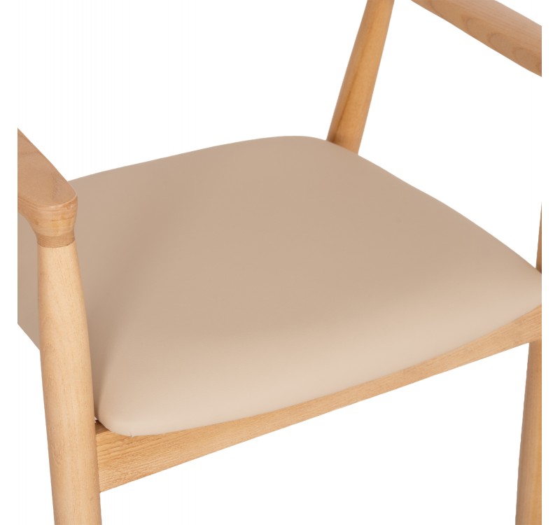 ΠΟΛΥΘΡΟΝΑ ΤΡΑΠΕΖΑΡΙΑΣ TARGA HM18336.11 RUBBERWOOD ΦΥΣΙΚΟ & PU ΕΚΡΟΥ 58x54x78Yεκ