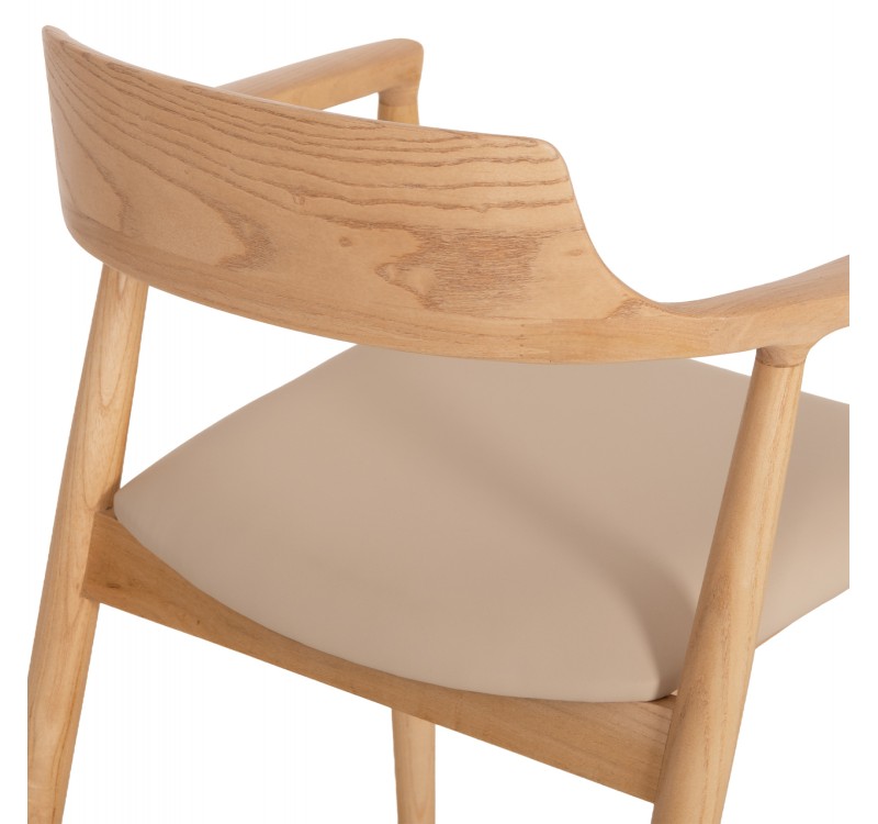 ΠΟΛΥΘΡΟΝΑ ΤΡΑΠΕΖΑΡΙΑΣ TARGA HM18336.11 RUBBERWOOD ΦΥΣΙΚΟ & PU ΕΚΡΟΥ 58x54x78Yεκ