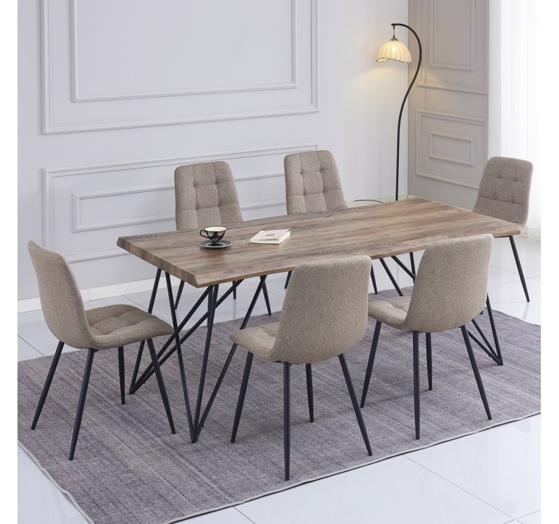 ΣΕΤ ΤΡΑΠΕΖΑΡΙΑΣ 7ΤΜΧ VIGOR HM21355 ΤΡΑΠΕΖΙ 180x90εκ ΜΕ 6 ΚΑΡΕΚΛΕΣ