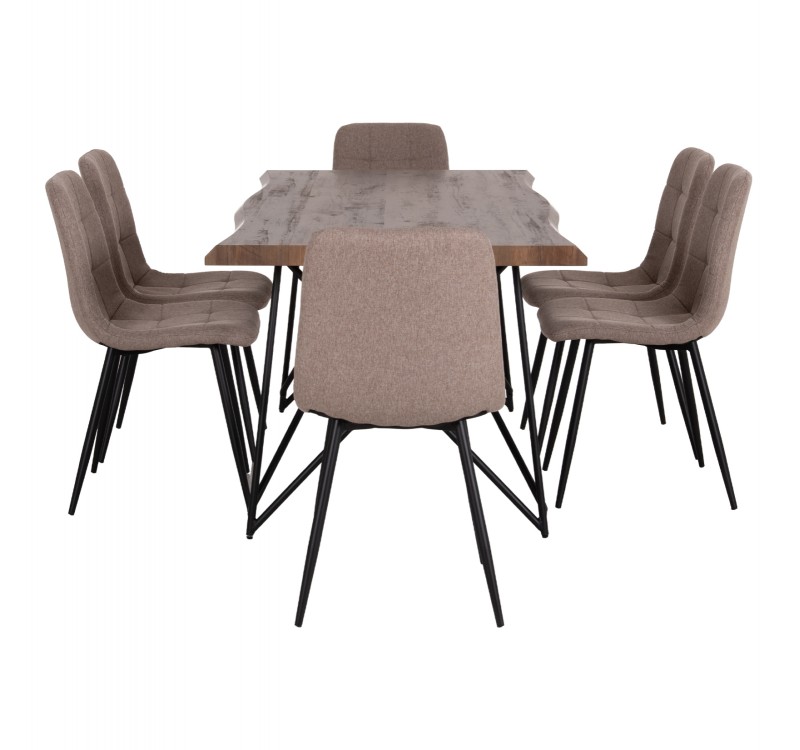 ΣΕΤ ΤΡΑΠΕΖΑΡΙΑΣ 7ΤΜΧ VIGOR HM21355 ΤΡΑΠΕΖΙ 180x90εκ ΜΕ 6 ΚΑΡΕΚΛΕΣ
