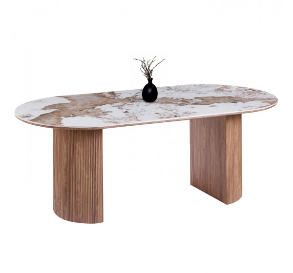 ΤΡΑΠΕΖΙ ΟΒΑΛ MARBLEX HM18428 ΚΕΡΑΜΙΚΟ TOP ΣΕ PANDORA--MDF ΠΟΔΙΑ 210x100x77Υεκ