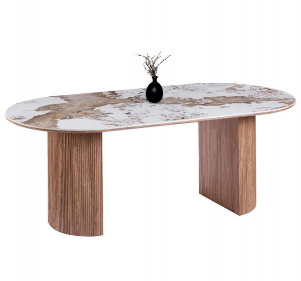 ΤΡΑΠΕΖΙ ΟΒΑΛ MARBLEX HM18428 ΚΕΡΑΜΙΚΟ TOP ΣΕ PANDORA--MDF ΠΟΔΙΑ 210x100x77Υεκ