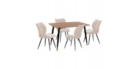 ΣΕΤ ΤΡΑΠΕΖΑΡΙΑΣ 5ΤΜΧ GAFF HM10847.02 MDF TOP ΦΥΣΙΚΟ--ΥΦΑΣΜΑ ΜΠΕΖ & ΜΕΤΑΛΛΟ ΜΑΥΡΟ