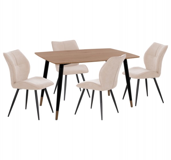ΣΕΤ ΤΡΑΠΕΖΑΡΙΑΣ 5ΤΜΧ GAFF HM10847.02 MDF TOP ΦΥΣΙΚΟ--ΥΦΑΣΜΑ ΜΠΕΖ & ΜΕΤΑΛΛΟ ΜΑΥΡΟ