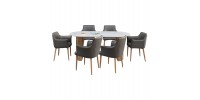 ΣΕΤ ΤΡΑΠΕΖΑΡΙΑΣ 7ΤΜΧ MELLOW HM21360 ΚΕΡΑΜΙΚΟ TOP/MDF ΠΟΔΙΑ--PU ΓΚΡΙ/ΜΕΤΑΛ.ΠΟΔΙΑ