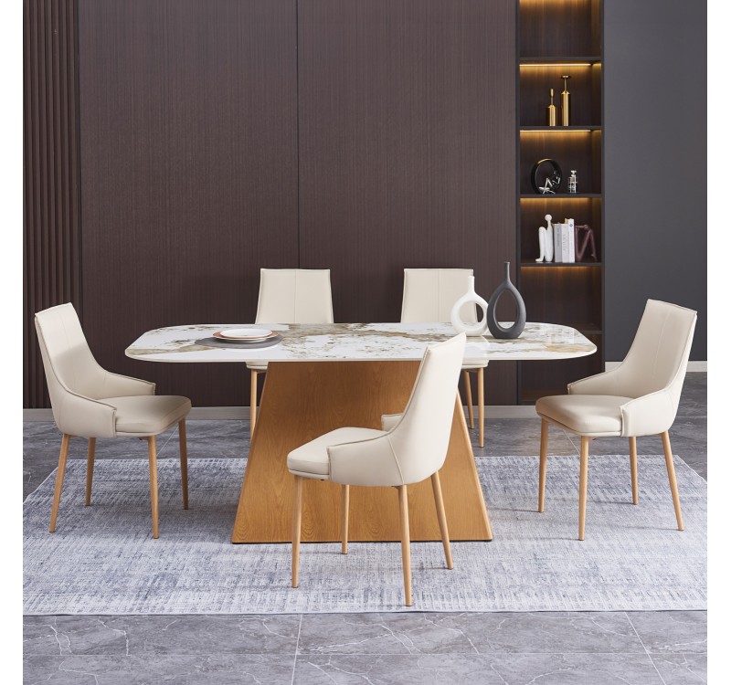 ΣΕΤ ΤΡΑΠΕΖΑΡΙΑΣ 7ΤΜΧ NORDU HM21359 ΚΕΡΑΜΙΚΟ TOP/MDF ΒΑΣΗ--PU ΚΡΕΜ/ΜΕΤΑΛ.ΠΟΔΙΑ