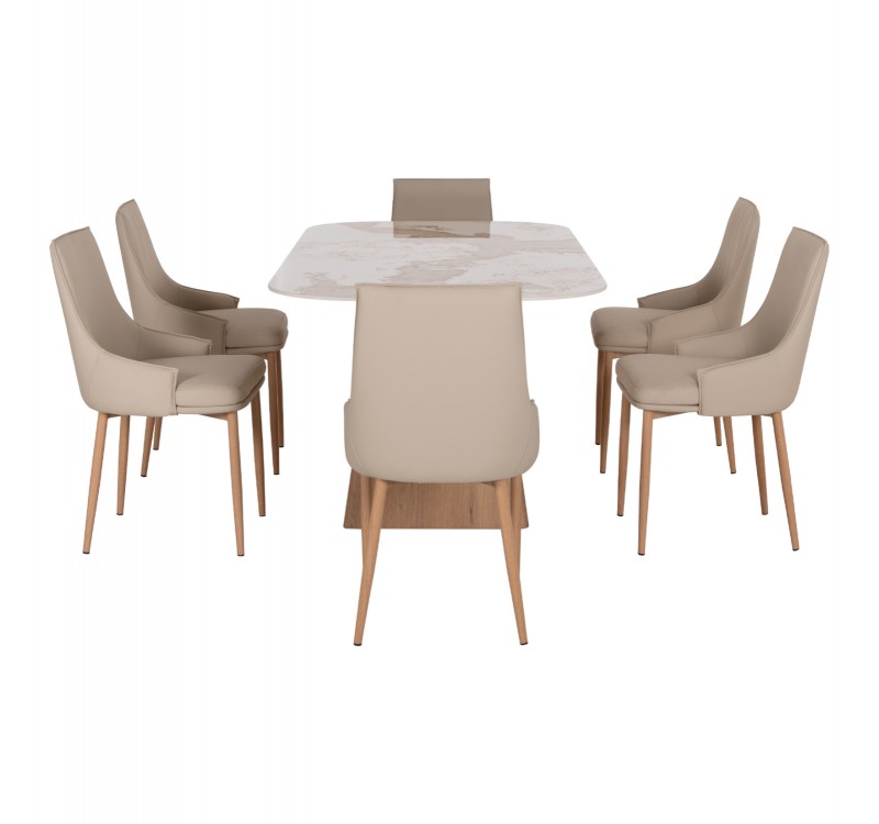 ΣΕΤ ΤΡΑΠΕΖΑΡΙΑΣ 7ΤΜΧ NORDU HM21359 ΚΕΡΑΜΙΚΟ TOP/MDF ΒΑΣΗ--PU ΚΡΕΜ/ΜΕΤΑΛ.ΠΟΔΙΑ