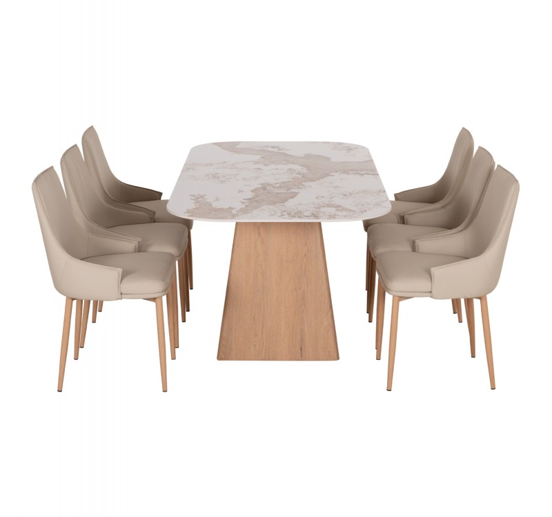 ΣΕΤ ΤΡΑΠΕΖΑΡΙΑΣ 7ΤΜΧ NORDU HM21359 ΚΕΡΑΜΙΚΟ TOP/MDF ΒΑΣΗ--PU ΚΡΕΜ/ΜΕΤΑΛ.ΠΟΔΙΑ