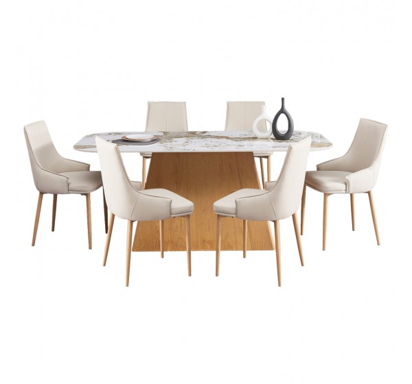 ΣΕΤ ΤΡΑΠΕΖΑΡΙΑΣ 7ΤΜΧ NORDU HM21359 ΚΕΡΑΜΙΚΟ TOP/MDF ΒΑΣΗ--PU ΚΡΕΜ/ΜΕΤΑΛ.ΠΟΔΙΑ
