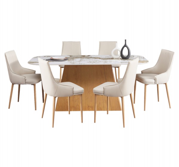 ΣΕΤ ΤΡΑΠΕΖΑΡΙΑΣ 7ΤΜΧ NORDU HM21359 ΚΕΡΑΜΙΚΟ TOP/MDF ΒΑΣΗ--PU ΚΡΕΜ/ΜΕΤΑΛ.ΠΟΔΙΑ