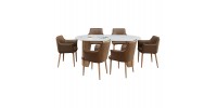 ΣΕΤ ΤΡΑΠΕΖΑΡΙΑΣ 7ΤΜΧ MELLOW HM21361 ΚΕΡΑΜΙΚΟ TOP/MDF ΠΟΔΙΑ--PU ΚΑΦΕ/ΜΕΤΑΛ.ΠΟΔΙΑ