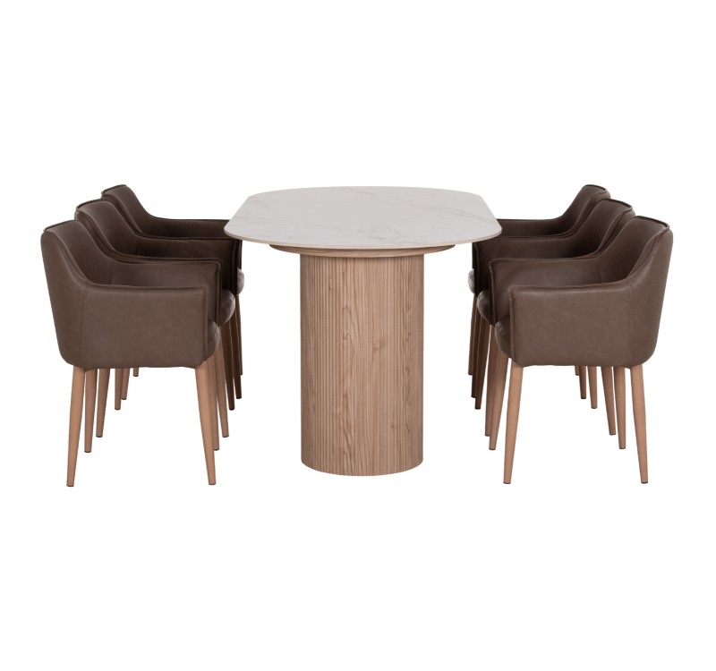 ΣΕΤ ΤΡΑΠΕΖΑΡΙΑΣ 7ΤΜΧ MELLOW HM21361 ΚΕΡΑΜΙΚΟ TOP/MDF ΠΟΔΙΑ--PU ΚΑΦΕ/ΜΕΤΑΛ.ΠΟΔΙΑ