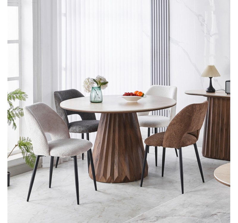 ΤΡΑΠΕΖΙ ΣΤΡΟΓΓΥΛΟ WALDEN HM18440 ΚΕΡΑΜΙΚΟ TOP ΣΕ ΤΡΑΒΕΡΤΙΝΑ--MDF ΒΑΣΗ Φ120x76Υεκ