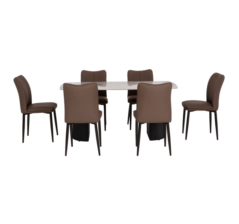ΣΕΤ ΤΡΑΠΕΖΑΡΙΑΣ 7ΤΜΧ MINAO HM21362 ΚΕΡΑΜΙΚΟ TOP/MDF ΠΟΔΙΑ--PU ΚΑΦΕ/ΜΕΤΑΛ.ΠΟΔΙΑ