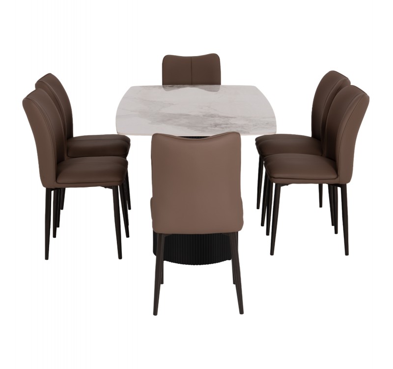 ΣΕΤ ΤΡΑΠΕΖΑΡΙΑΣ 7ΤΜΧ MINAO HM21362 ΚΕΡΑΜΙΚΟ TOP/MDF ΠΟΔΙΑ--PU ΚΑΦΕ/ΜΕΤΑΛ.ΠΟΔΙΑ