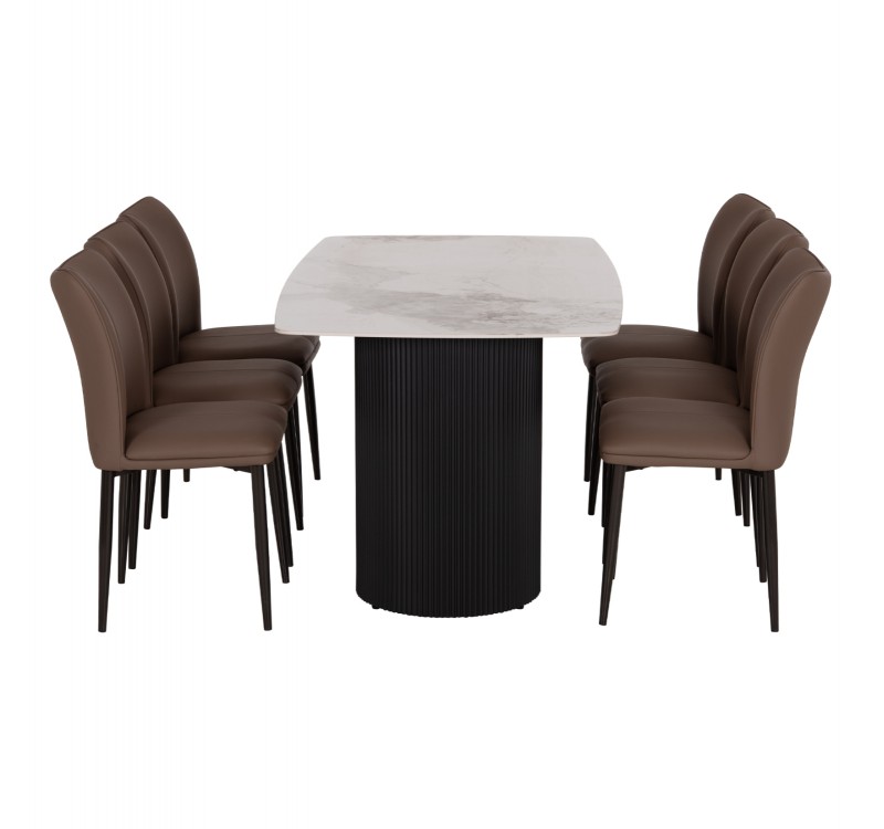 ΣΕΤ ΤΡΑΠΕΖΑΡΙΑΣ 7ΤΜΧ MINAO HM21362 ΚΕΡΑΜΙΚΟ TOP/MDF ΠΟΔΙΑ--PU ΚΑΦΕ/ΜΕΤΑΛ.ΠΟΔΙΑ