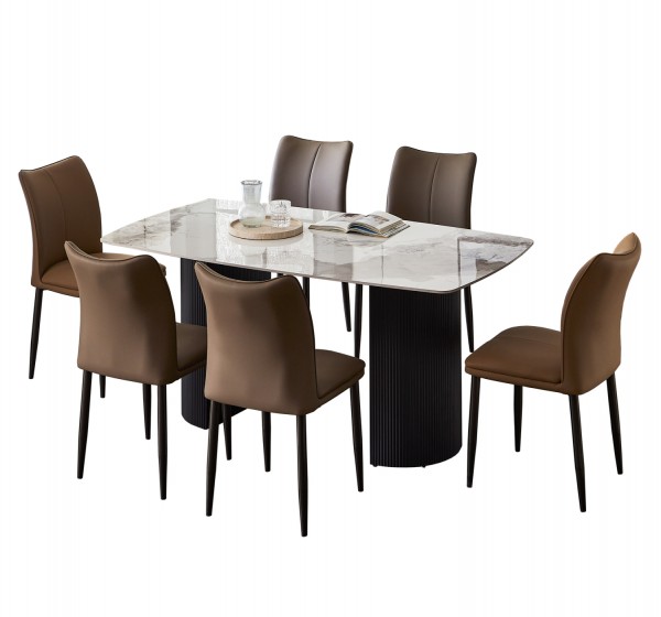 ΣΕΤ ΤΡΑΠΕΖΑΡΙΑΣ 7ΤΜΧ MINAO HM21362 ΚΕΡΑΜΙΚΟ TOP/MDF ΠΟΔΙΑ--PU ΚΑΦΕ/ΜΕΤΑΛ.ΠΟΔΙΑ