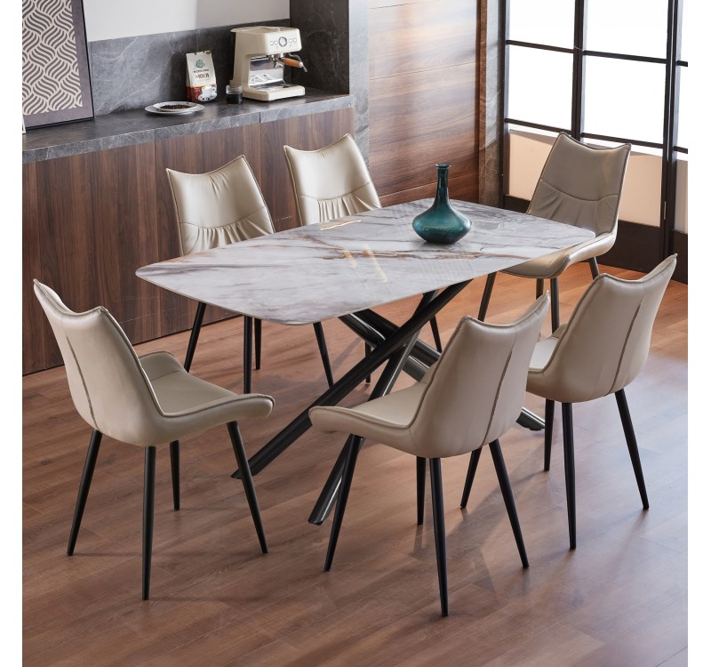 ΣΕΤ ΤΡΑΠΕΖΑΡΙΑΣ 7ΤΜΧ ISKA HM21363 ΚΕΡΑΜΙΚΟ TOP/ΜΕΤΑΛ. ΠΟΔΙΑ--PU ΜΠΕΖ/ΜΕΤΑΛ.ΠΟΔΙΑ