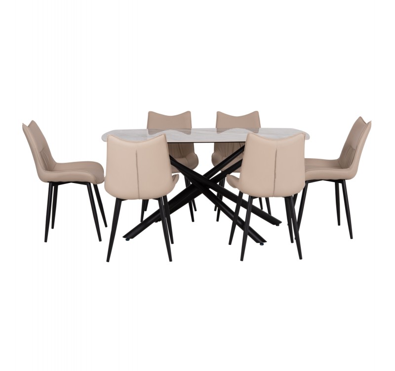 ΣΕΤ ΤΡΑΠΕΖΑΡΙΑΣ 7ΤΜΧ ISKA HM21363 ΚΕΡΑΜΙΚΟ TOP/ΜΕΤΑΛ. ΠΟΔΙΑ--PU ΜΠΕΖ/ΜΕΤΑΛ.ΠΟΔΙΑ